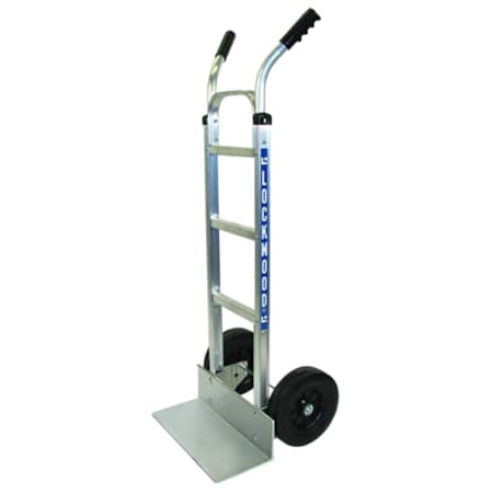 Lockwood Manufacturing Twin Grip Handle Hand Truck, 18" Nose Plate, 10" Semi-Pneumatic Wheels 6000BZ